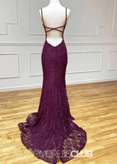 Nora | Mermaid Lace Appliques Burgundy Long Formal Dress - Price #price_variant_lowest# - Burgundy - PromDressClub